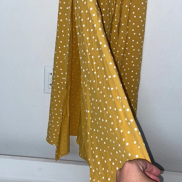Imperfect NWT NAF NAF Paris skirt yellow maxi skirt rope tassel belt polka dot - Picture 10 of 16